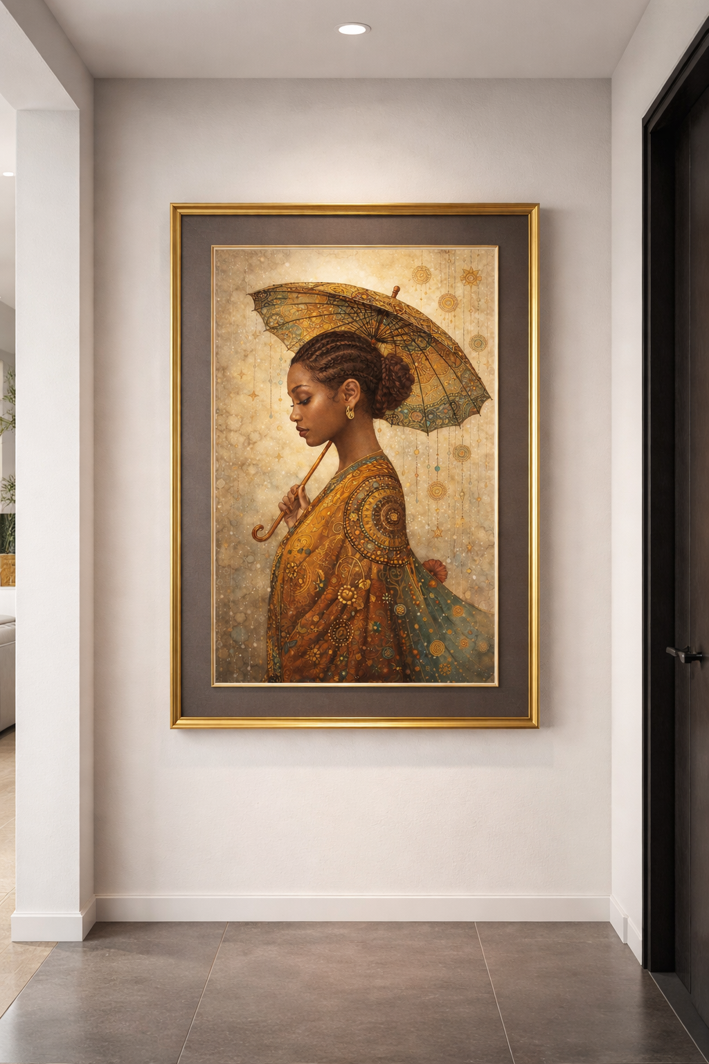 Golden Serenity – Afrocentric Black Woman Wall Art Print