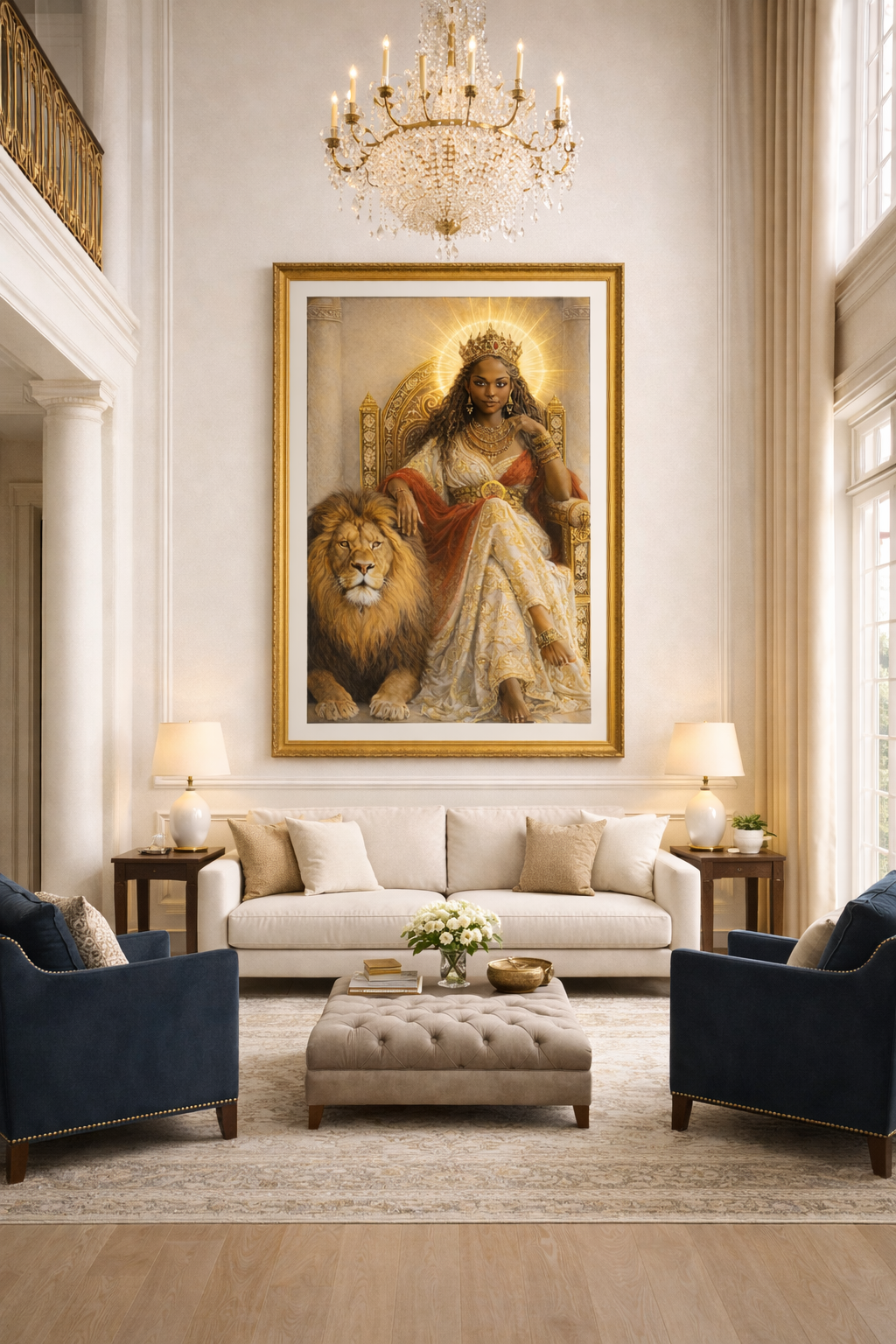 African Queen & Lion – Royal Heritage Art Print