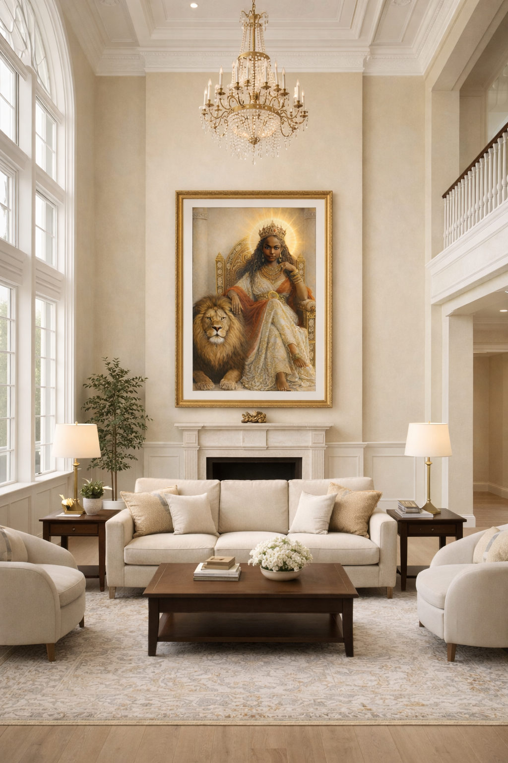 African Queen & Lion – Royal Heritage Art Print