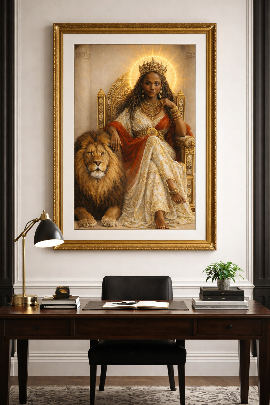 African Queen & Lion – Royal Heritage Art Print