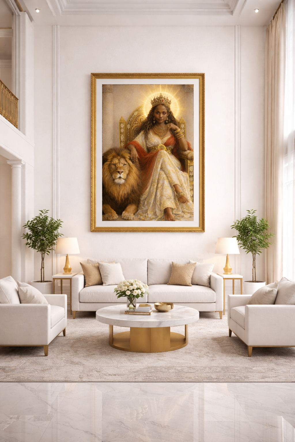 African Queen & Lion – Royal Heritage Art Print