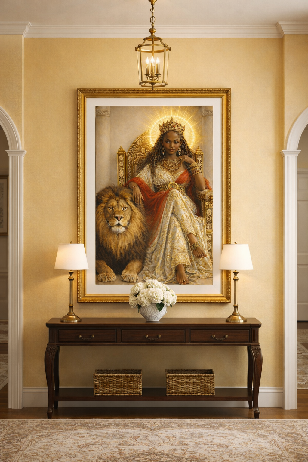 African Queen & Lion – Royal Heritage Art Print