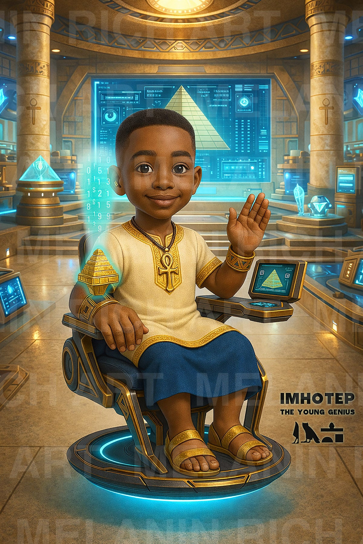 Young Genius Imhotep – Future Architect of Greatness Inspirational Art Print Poster