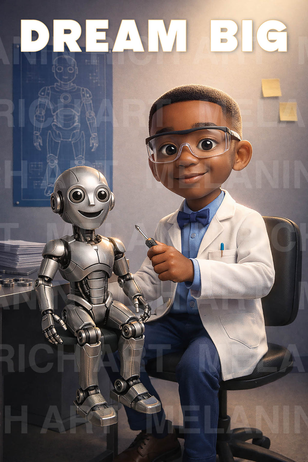 Dream Big – Future Innovator Black Boys Inspirational Art Print Poster