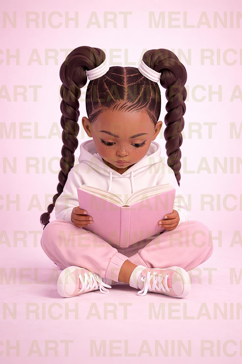 Little Black Girl Reading – Inspirational Kids Wall Art (Digital Download)