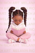 Little Black Girl Reading – Inspirational Kids Wall Art (Digital Download)