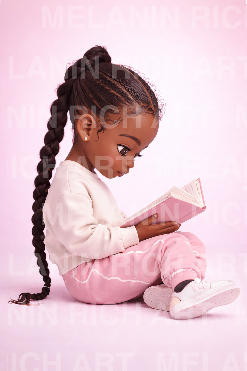 Little Black Girl Reading ll – Inspirational Kids Wall Art (Digital Download) (Copy)