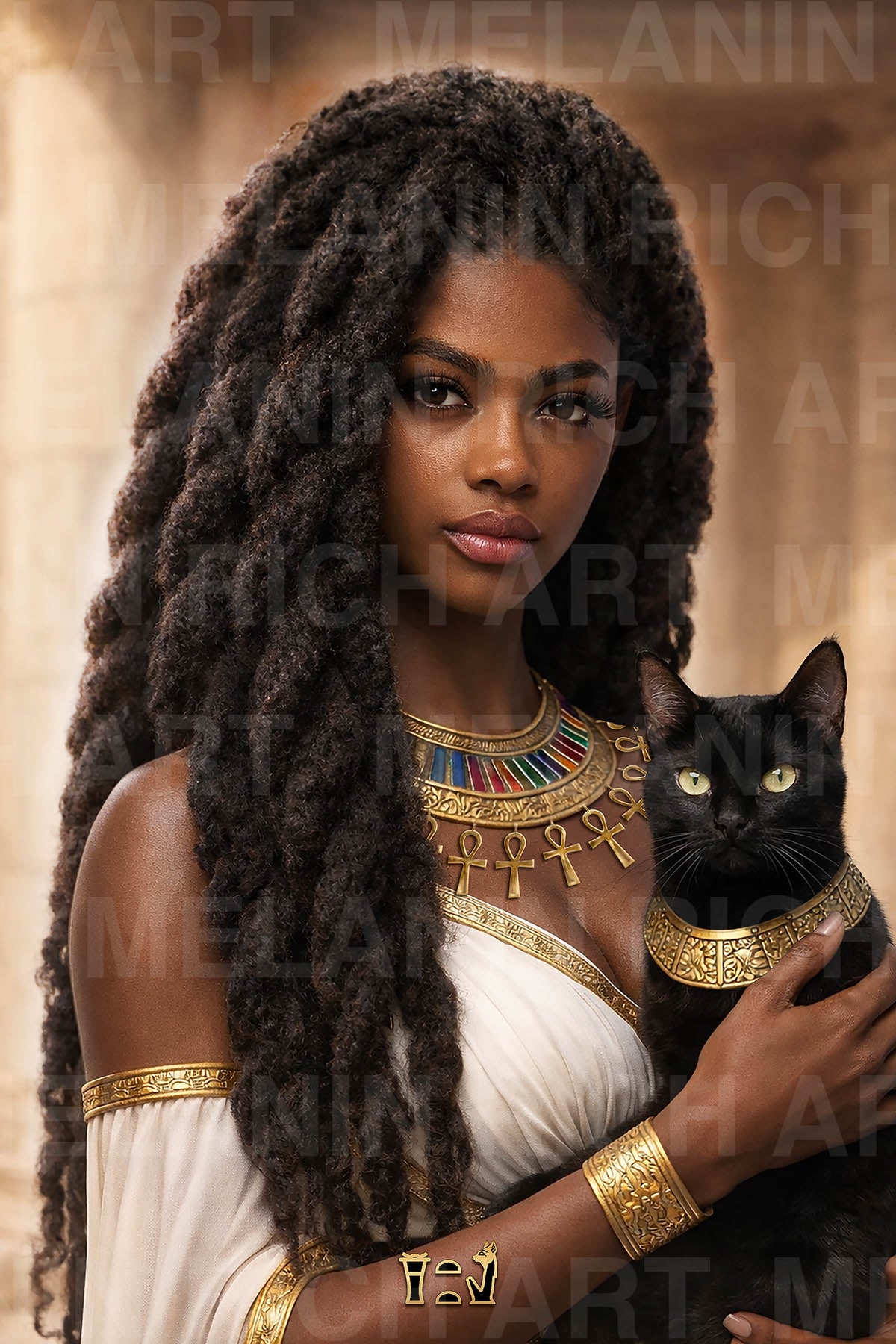 Kemet Goddess Bastet, Bast Portrait Art Print